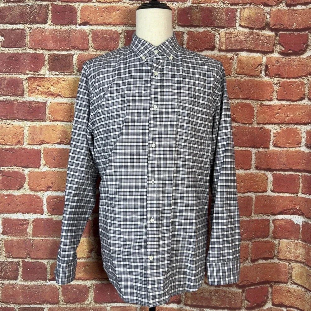 Banana‎ Republic Oxford Shirt Tailored Fit Long Sleeve Plaid Shirt Size XXL